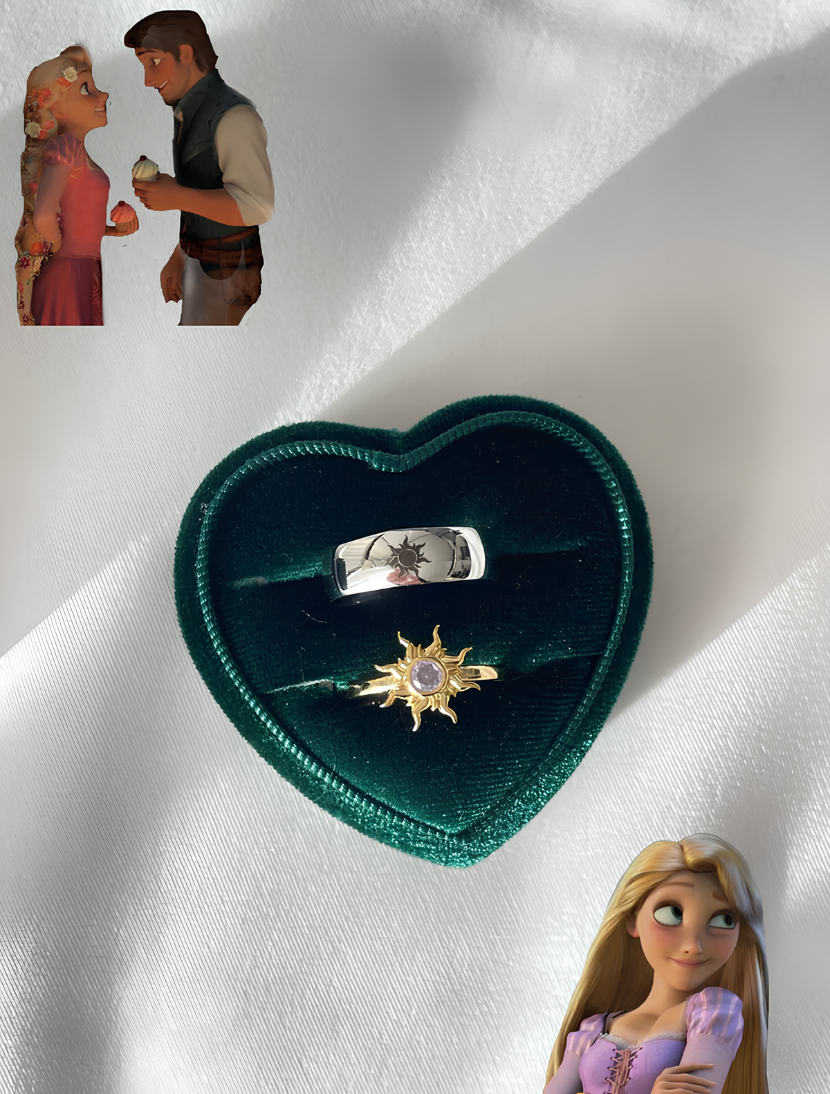 Rapunzel & Flynn Sun Couple Rings