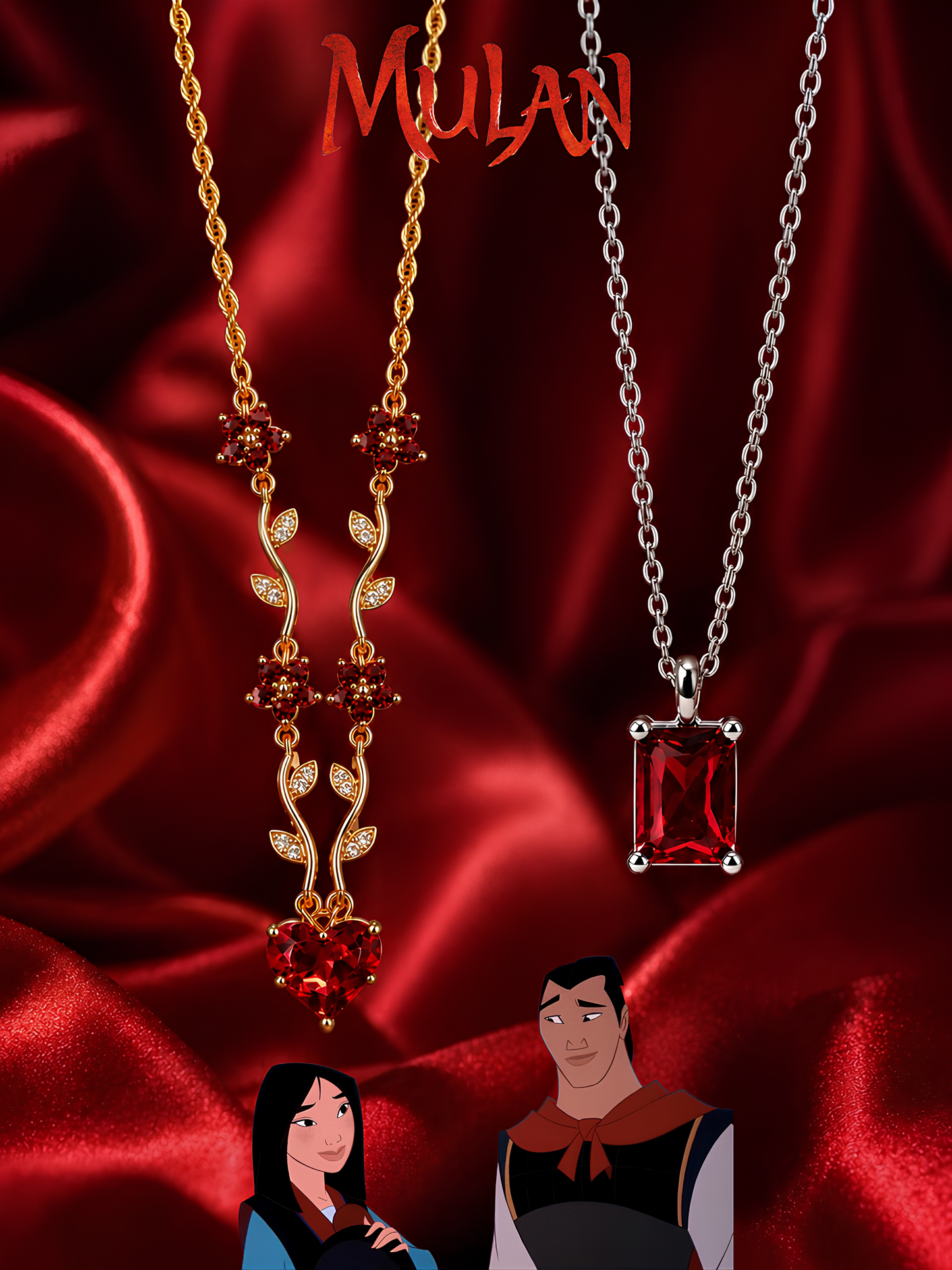 Mulan and Shang Couple Necklaces