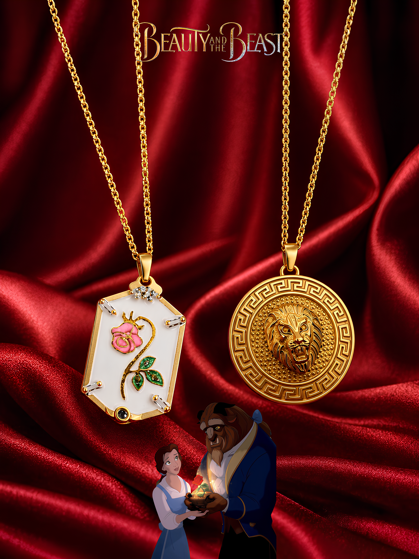 Belle and The Beast Couple Necklaces