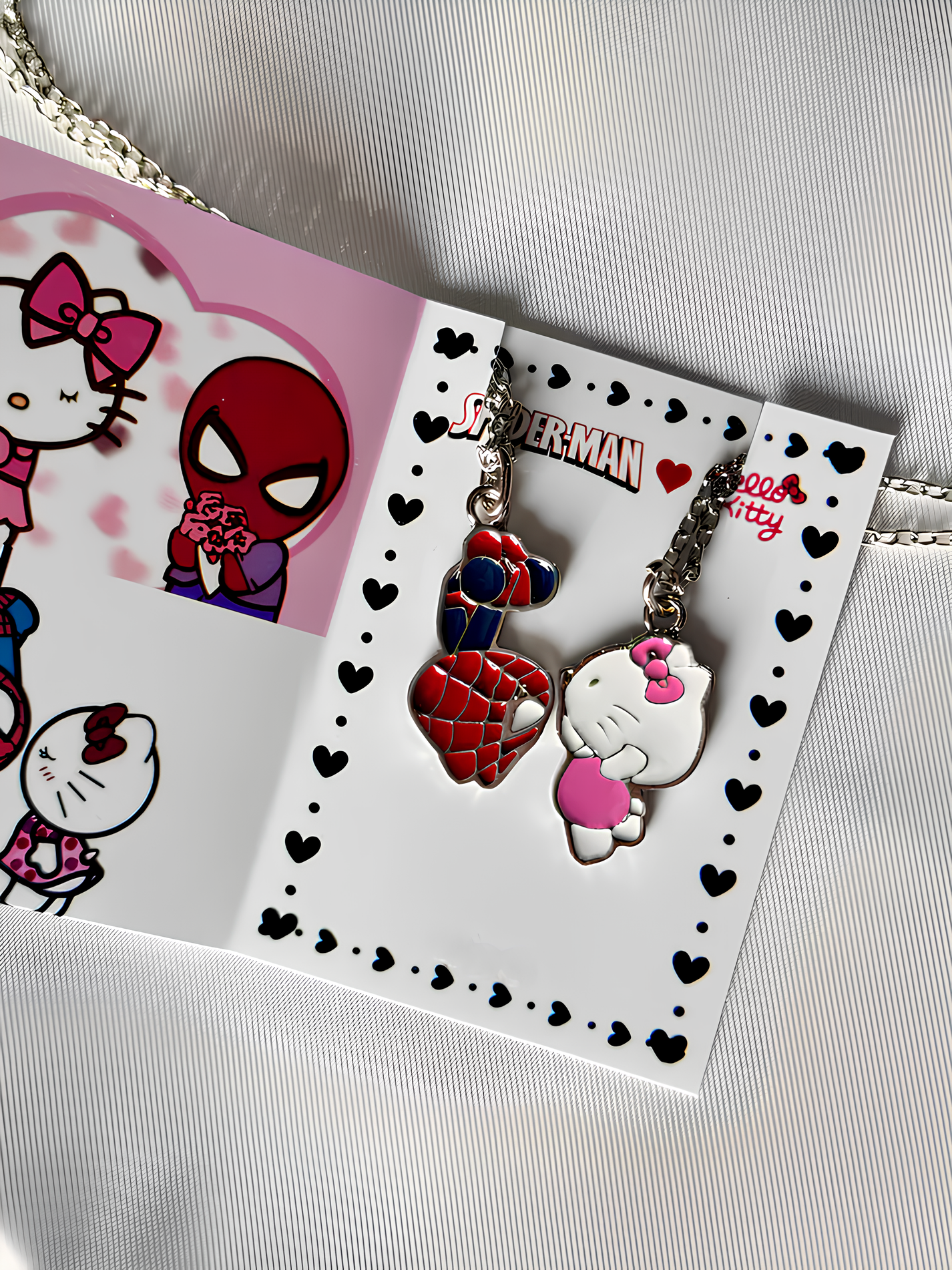 Spiderman and Hello Kitty Couple Necklaces