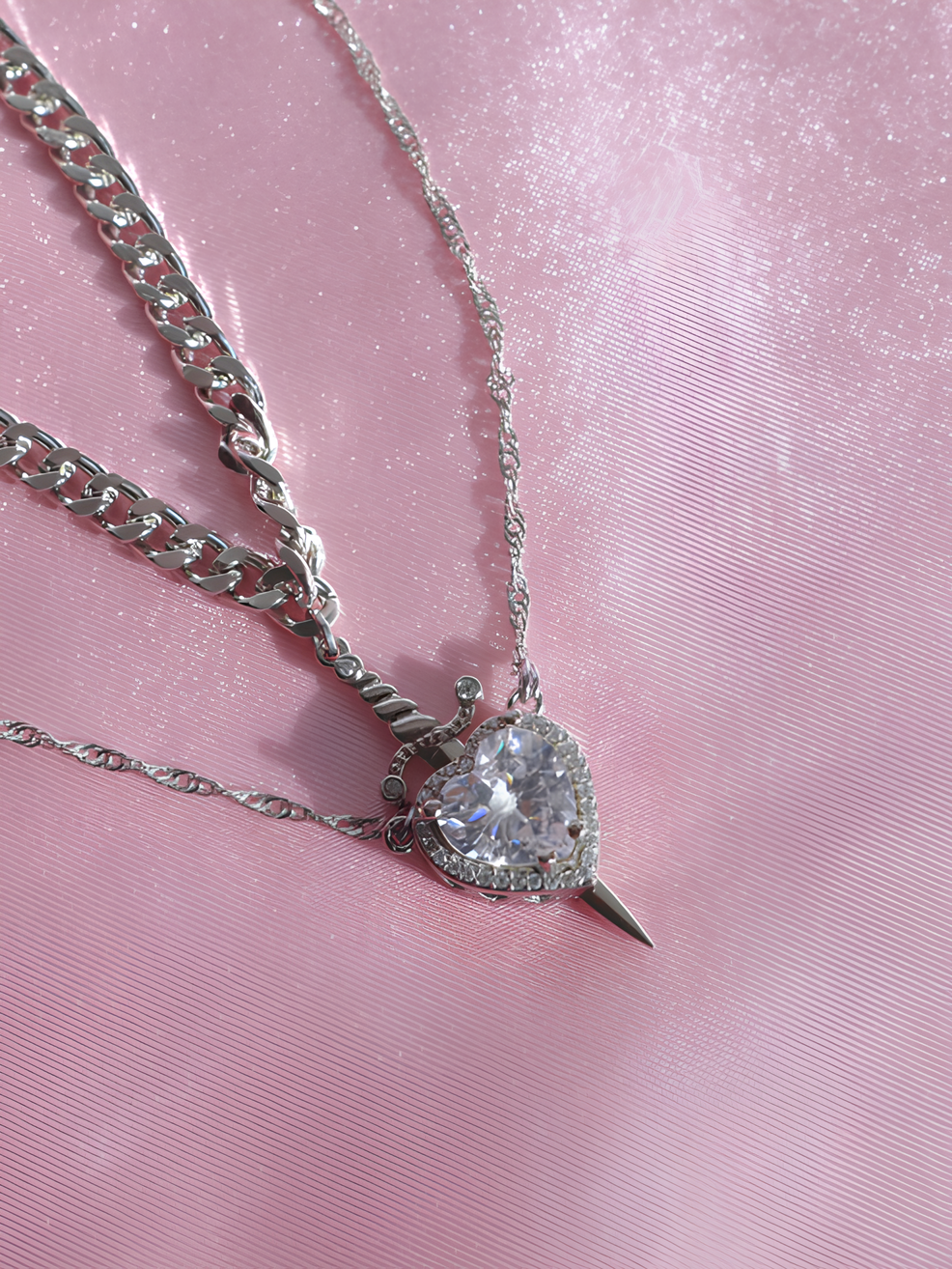 Heart and Sword Snow White Necklaces