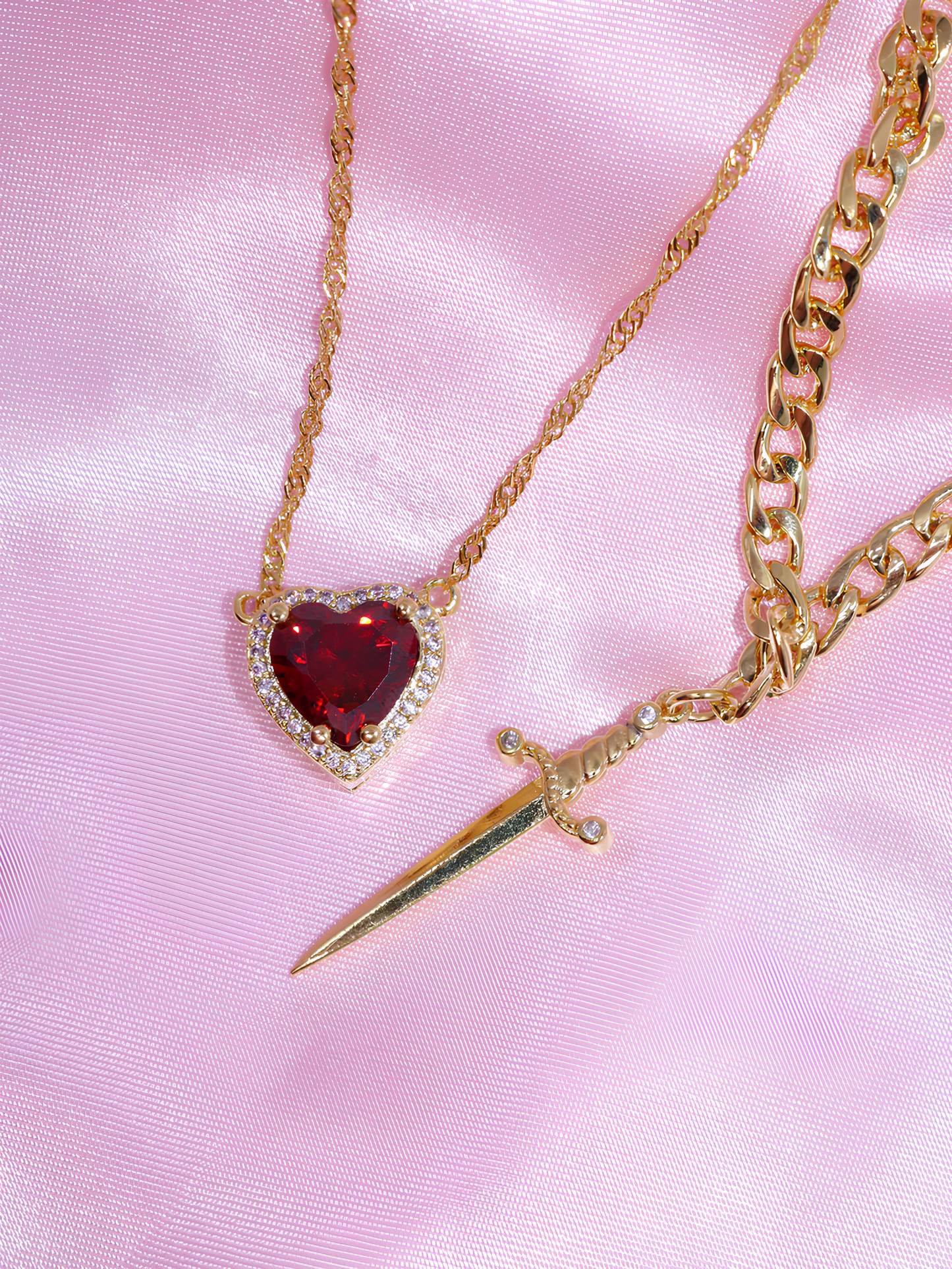 Heart and Sword Snow White Necklaces