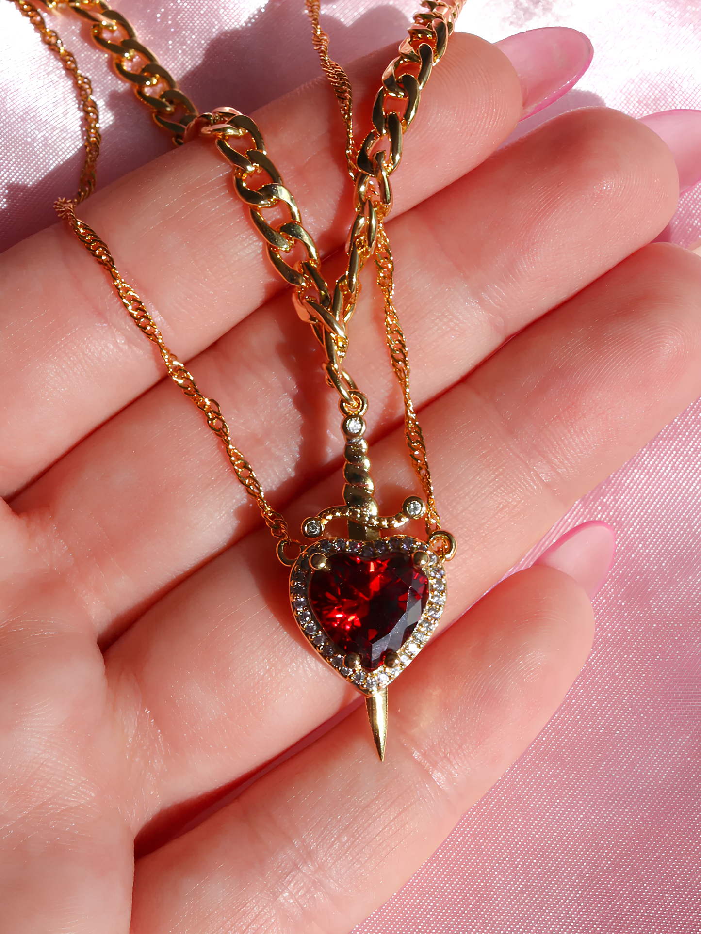 Heart and Sword Snow White Necklaces