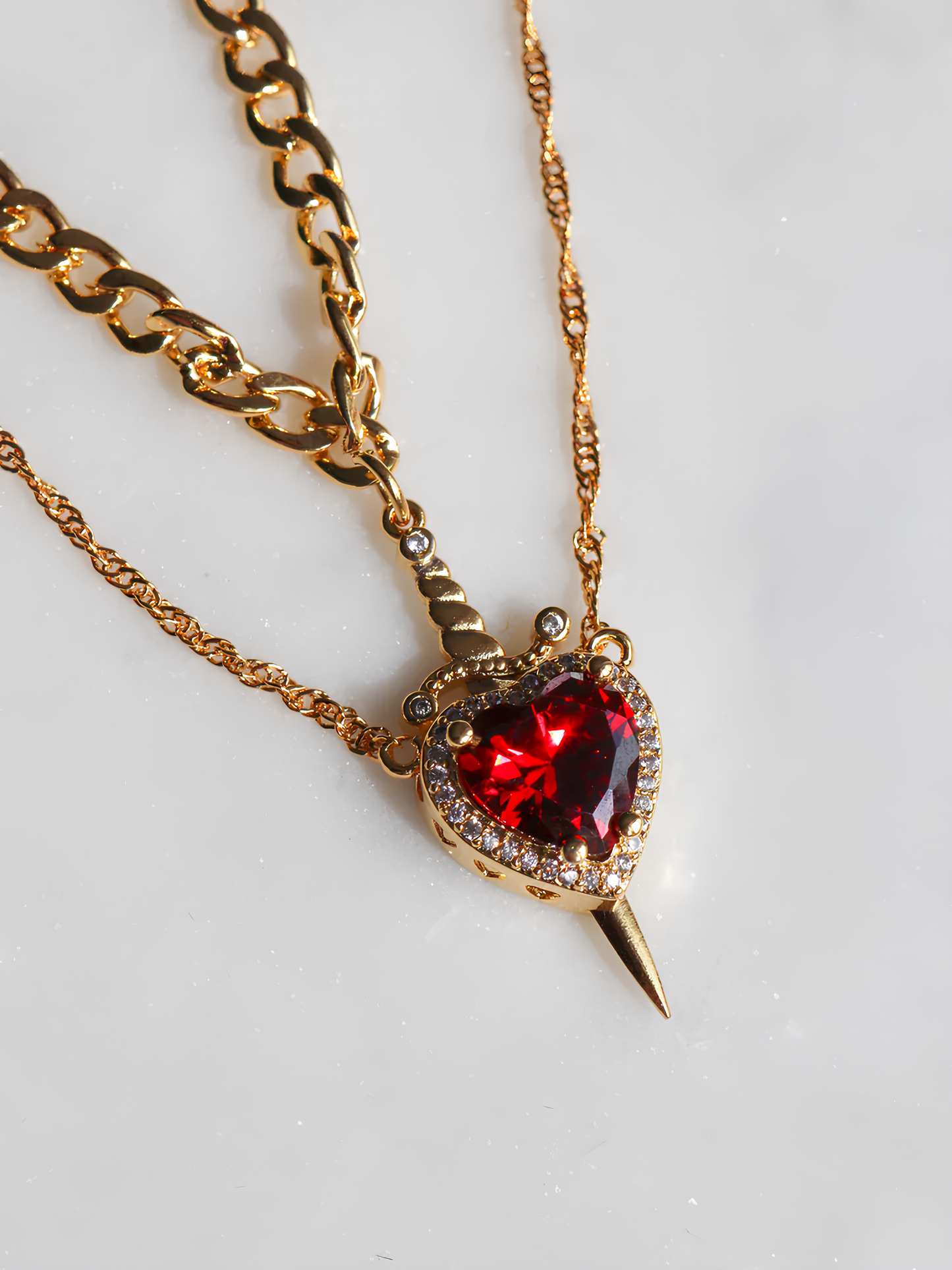 Heart and Sword Snow White Necklaces