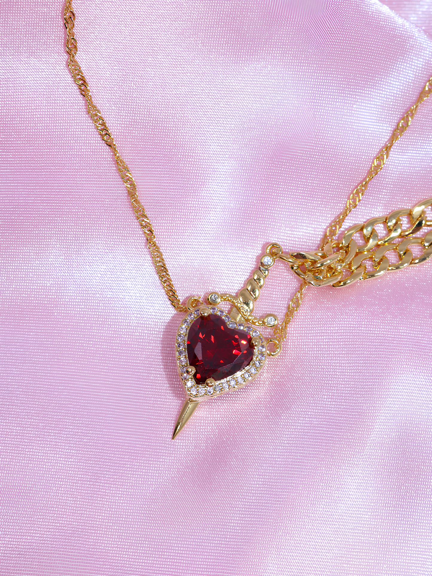 Heart and Sword Snow White Necklaces