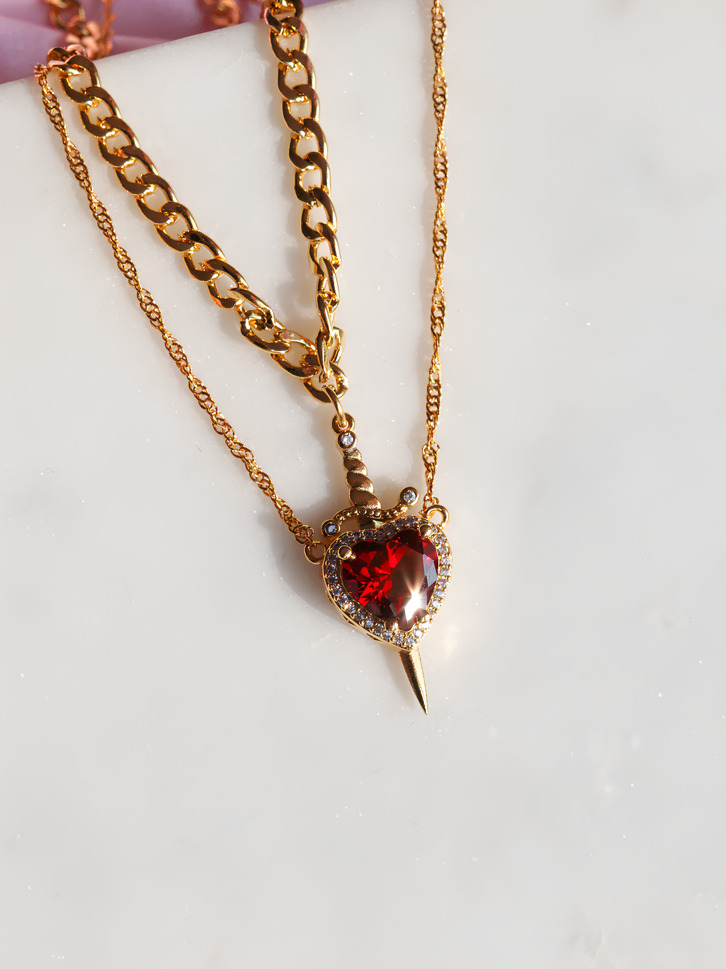 Heart and Sword Snow White Necklaces