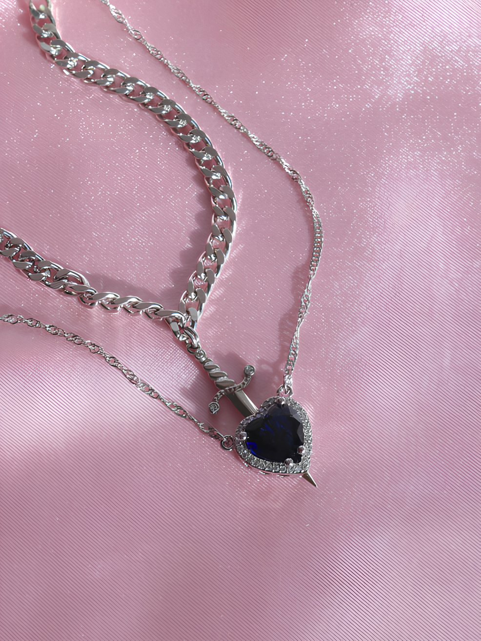 Heart and Sword Snow White Necklaces