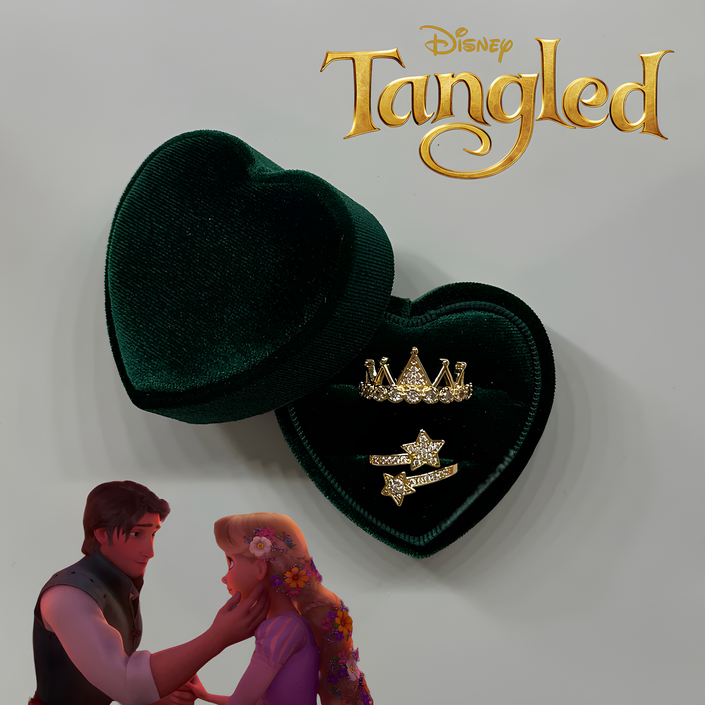 Rapunzel & Flynn Crown Couple Rings