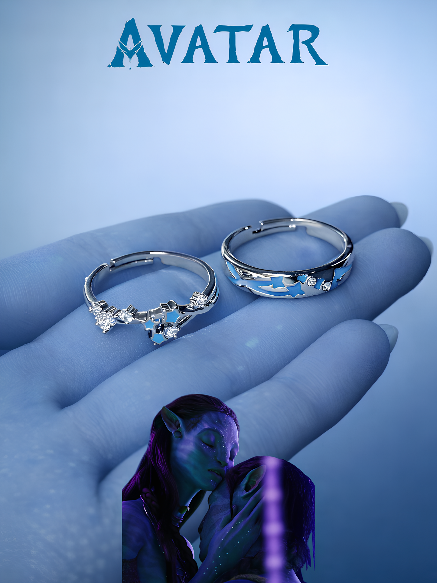 Jake and Neytiri "Glowing Love" Couple Rings