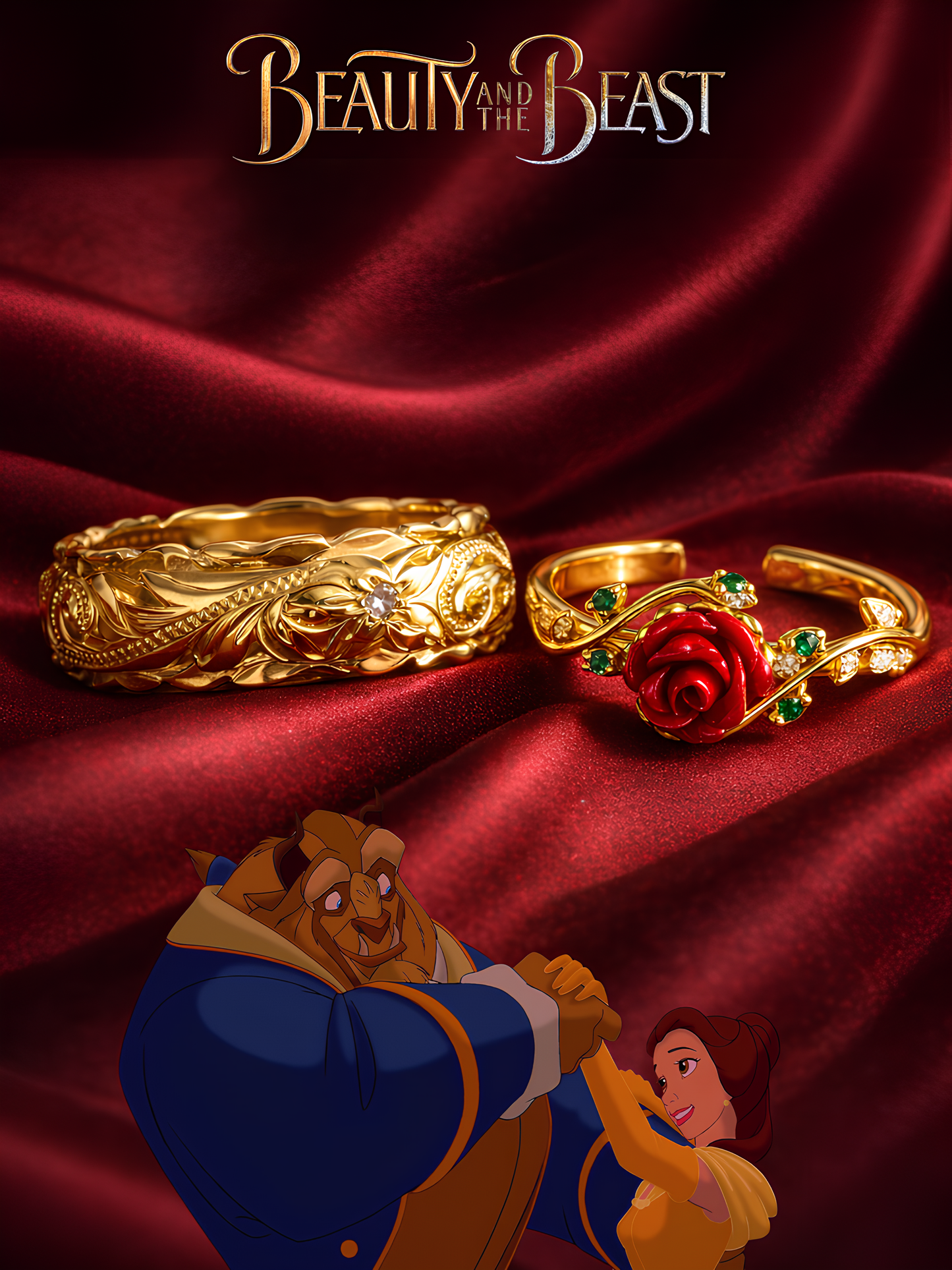 Belle and The Beast Couple Rings