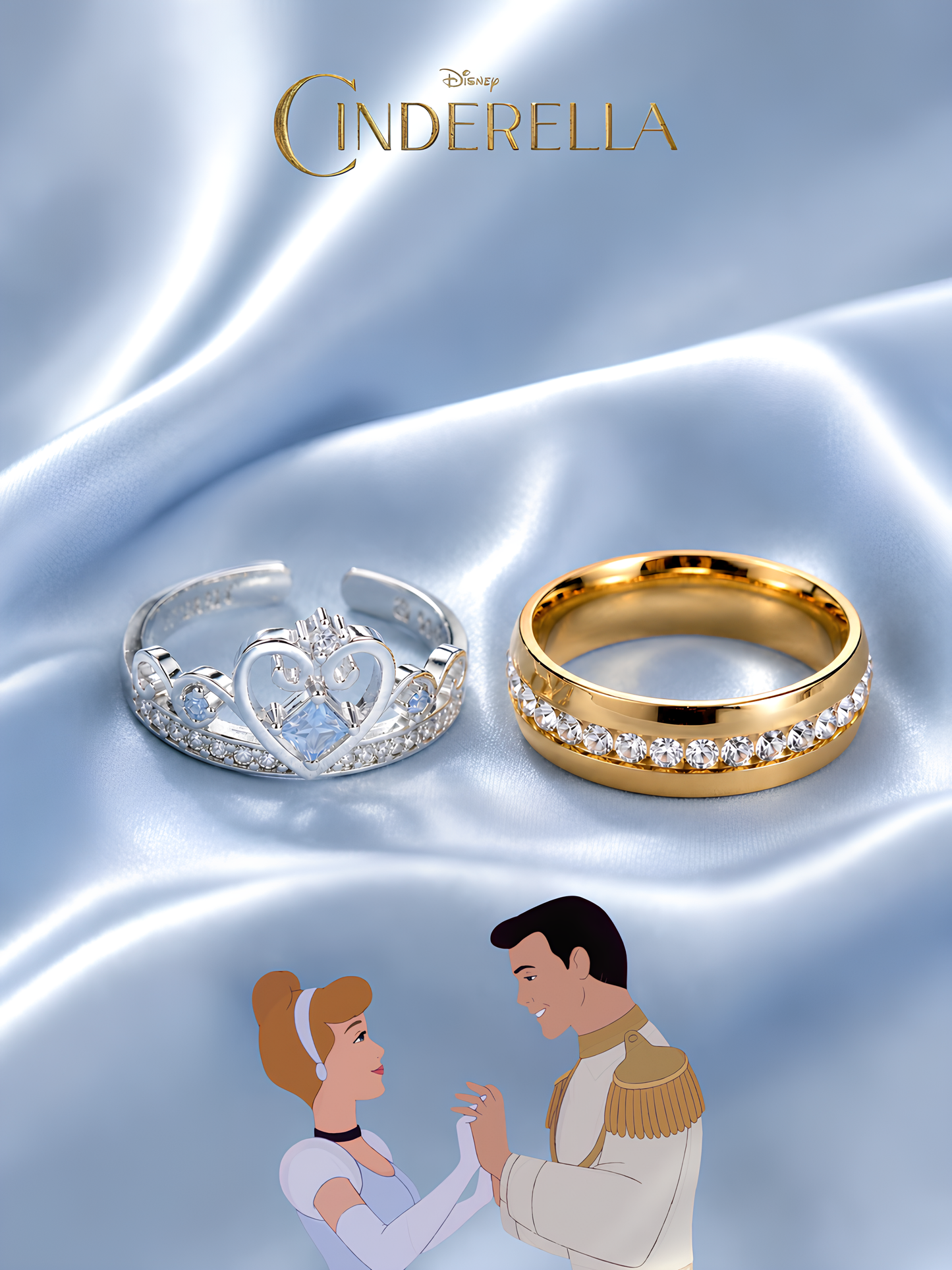 Cinderella and Prince Charming Couple Rings