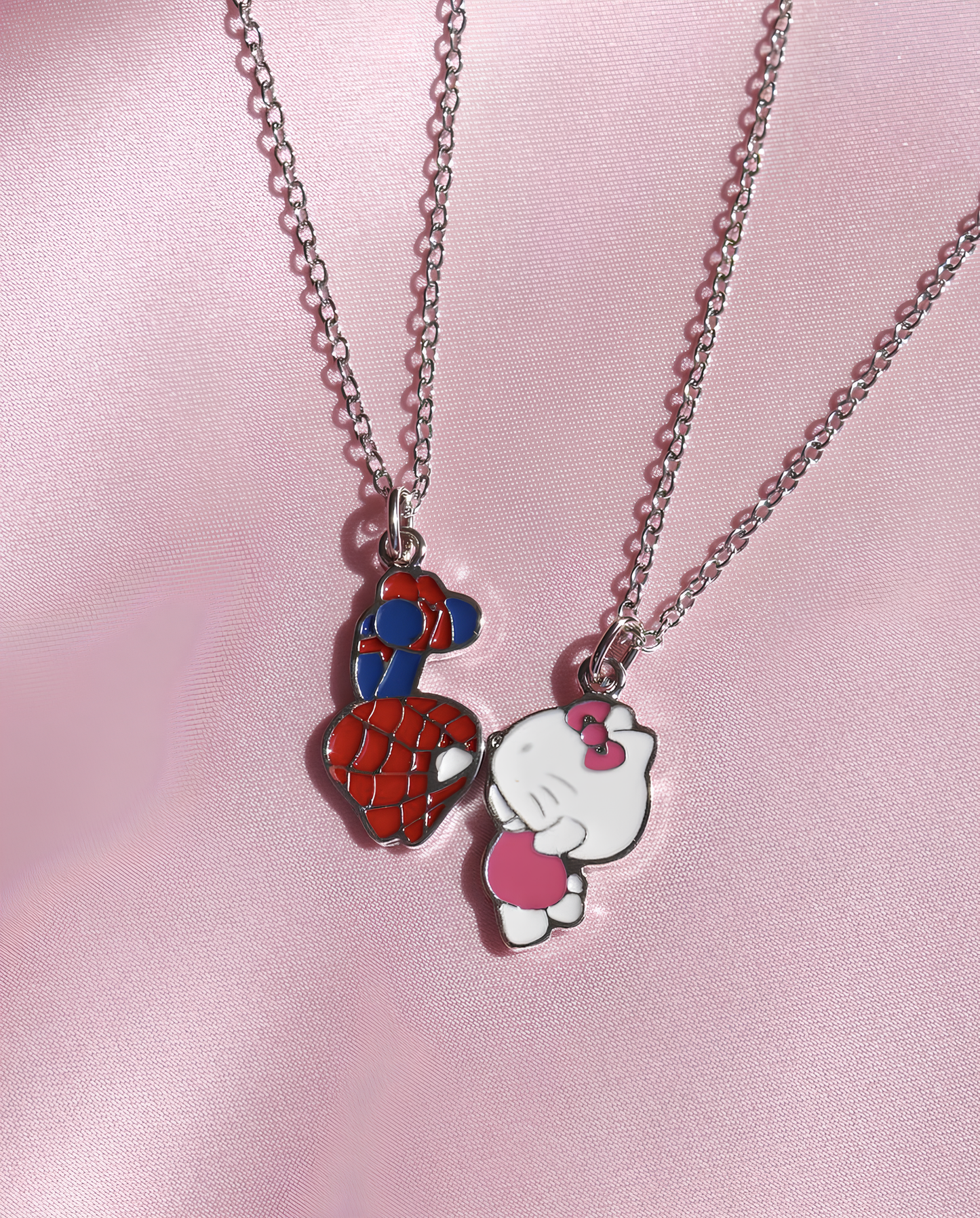 Spiderman and Hello Kitty Couple Necklaces