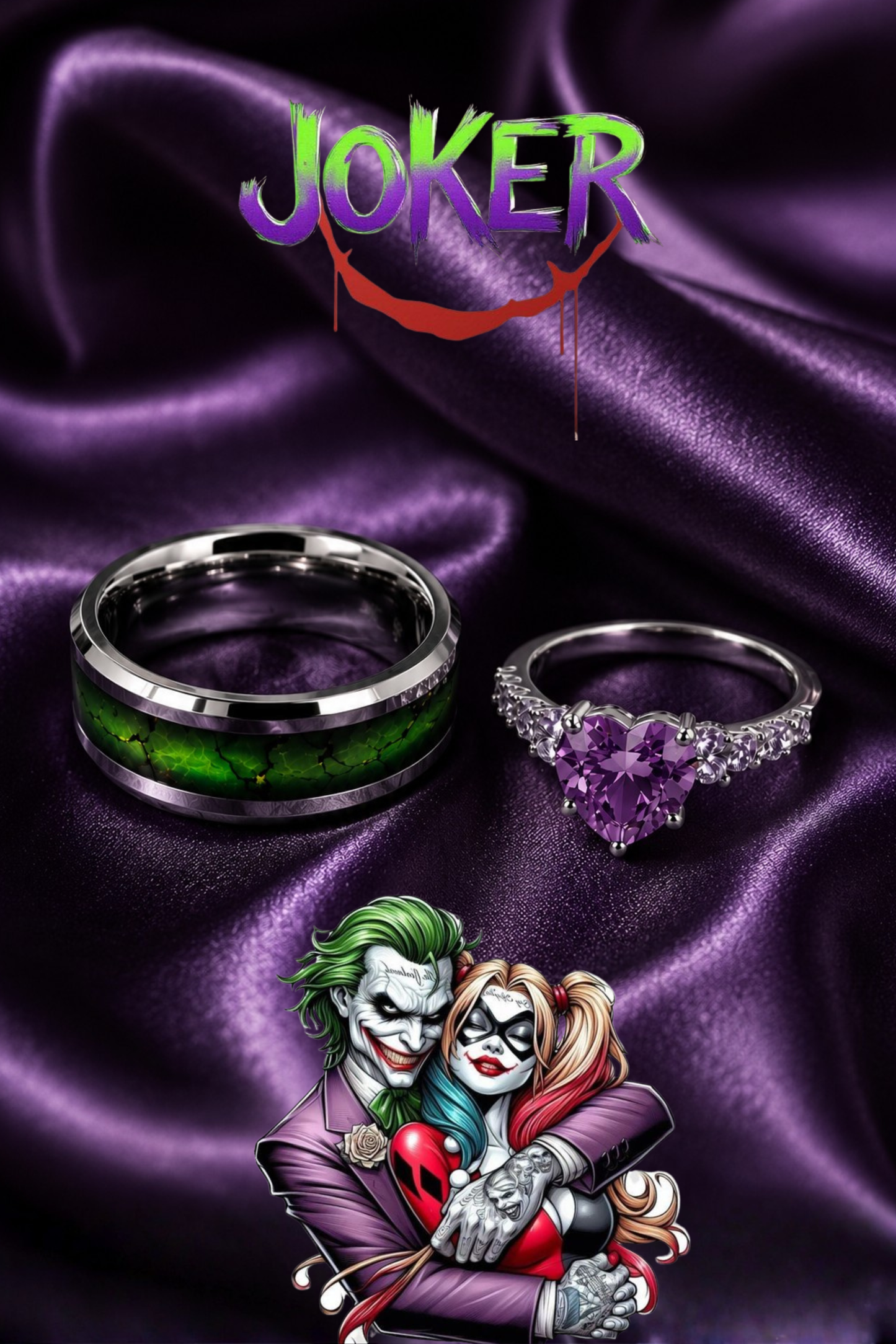 Joker & Harley Quinn Matching Rings