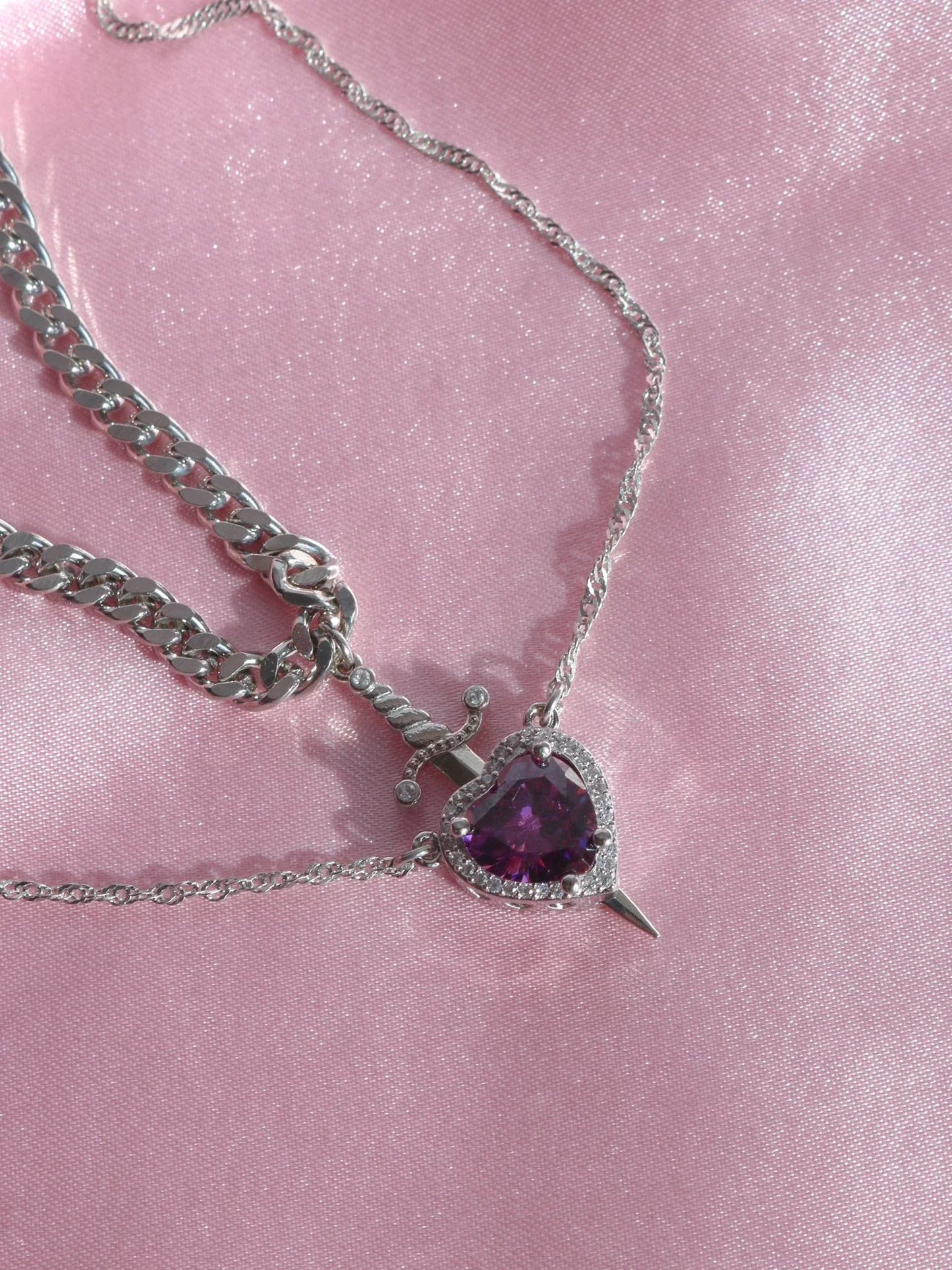 Heart and Sword Snow White Necklaces
