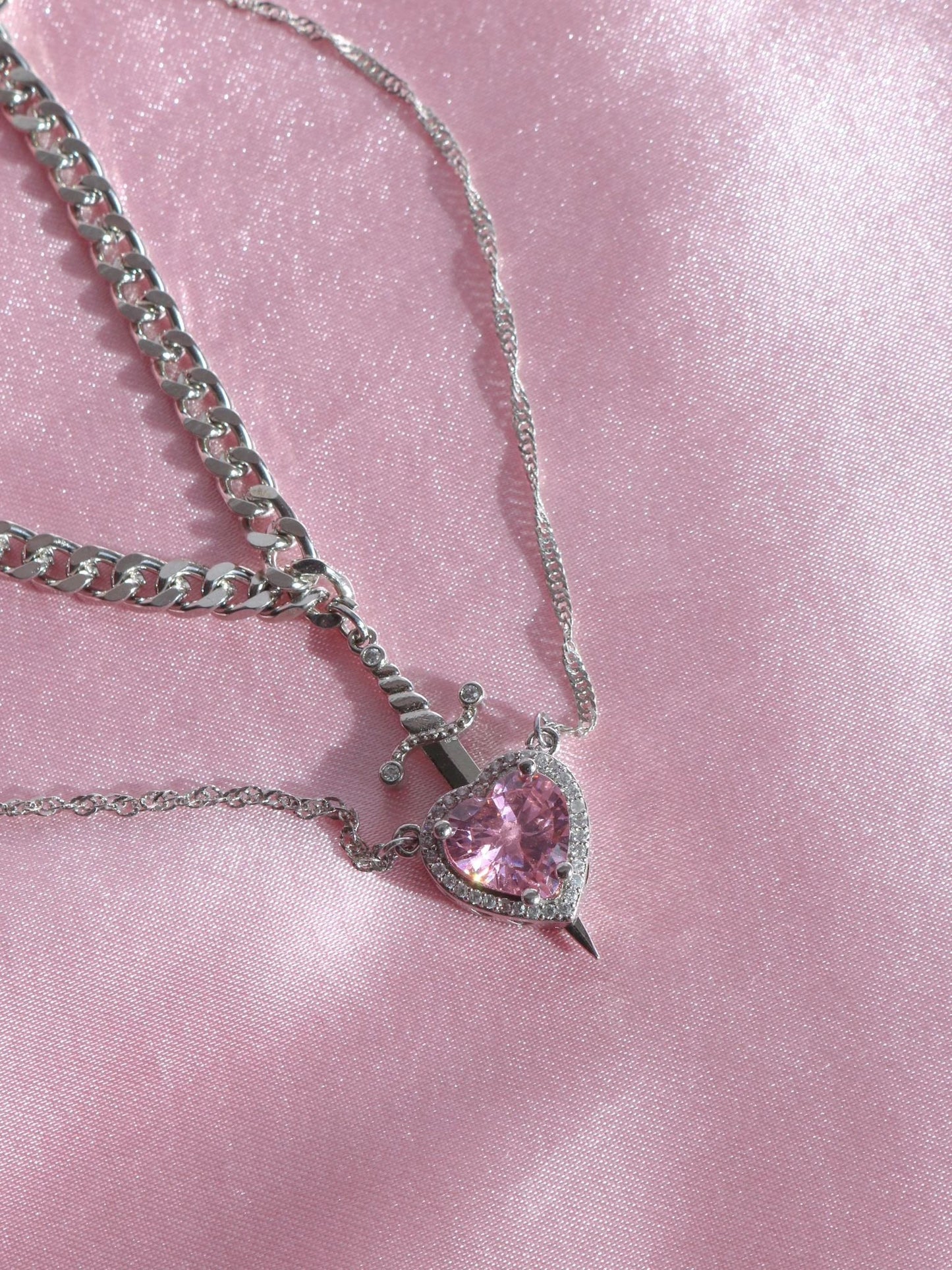 Heart and Sword Snow White Necklaces